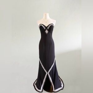 Cassandra Stone Black and White Evening Gown